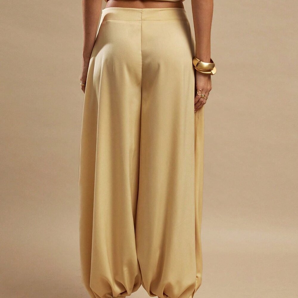 Yellow Casual Women's Satin Pant Set - Picture 2 of 7